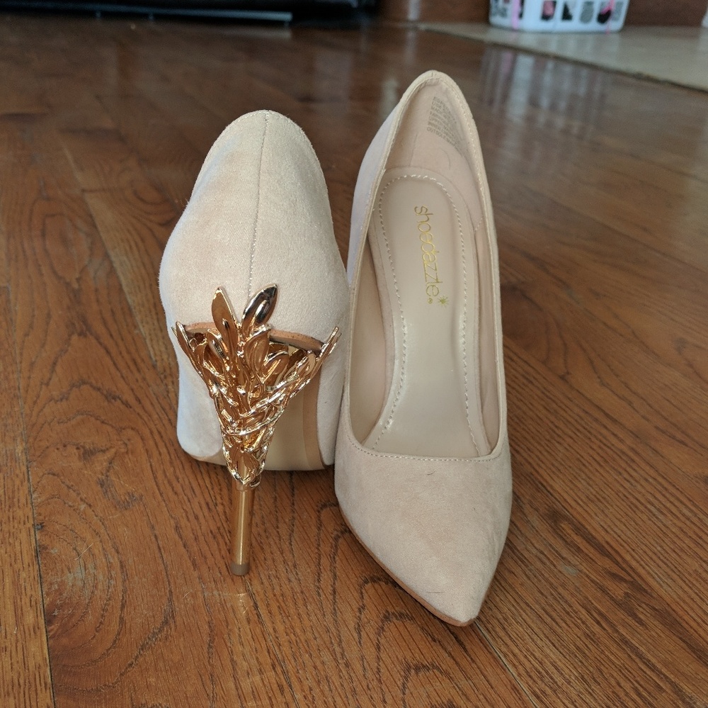 Blush and gold heels.